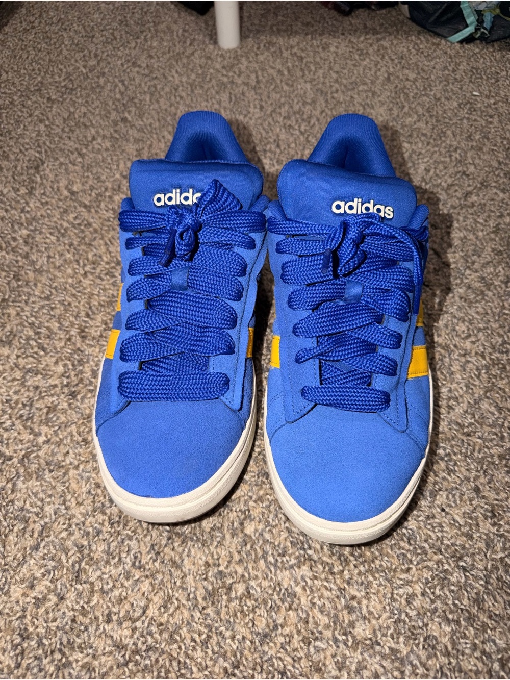 adidas Blue Sneakers with Yellow Stripes - Picture 2 of 6